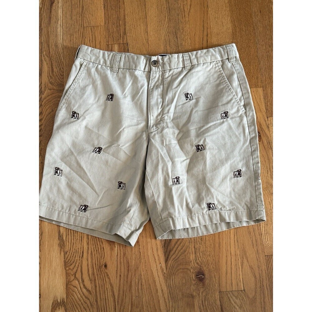 Club Room men's All Over BULLDOG shorts sz 33 cotton Khaki